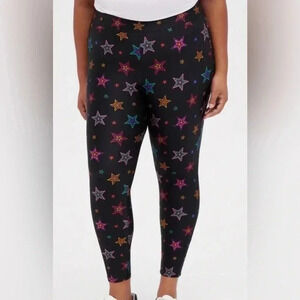 Torrid Platinum Leggings Mid Rise Liquid Stars Black Size 0